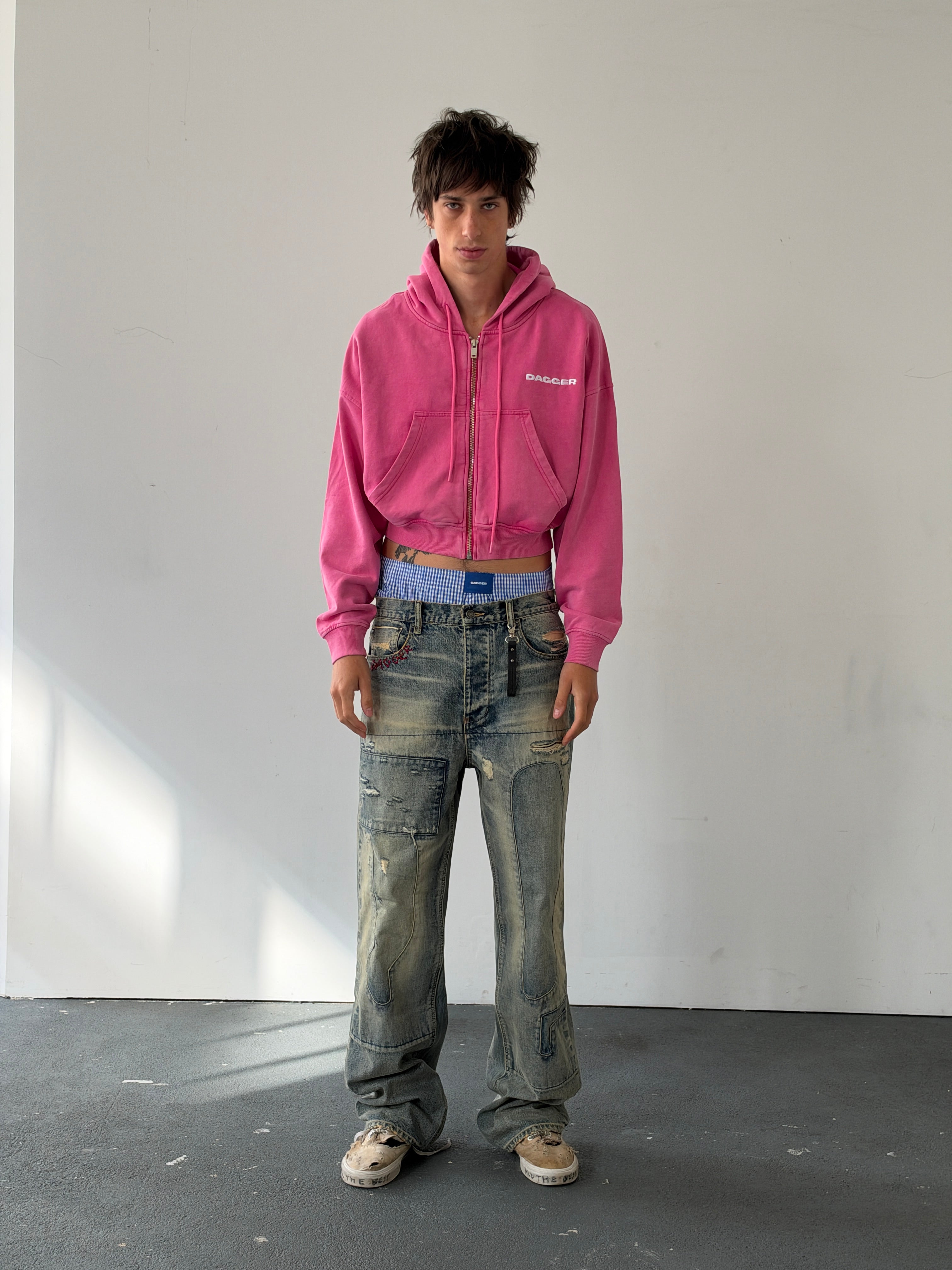 Pink Cropped Zip