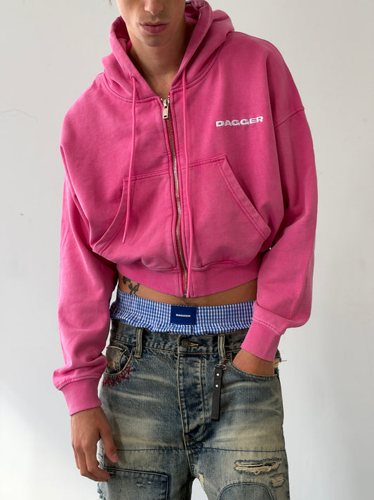 Pink Cropped Zip