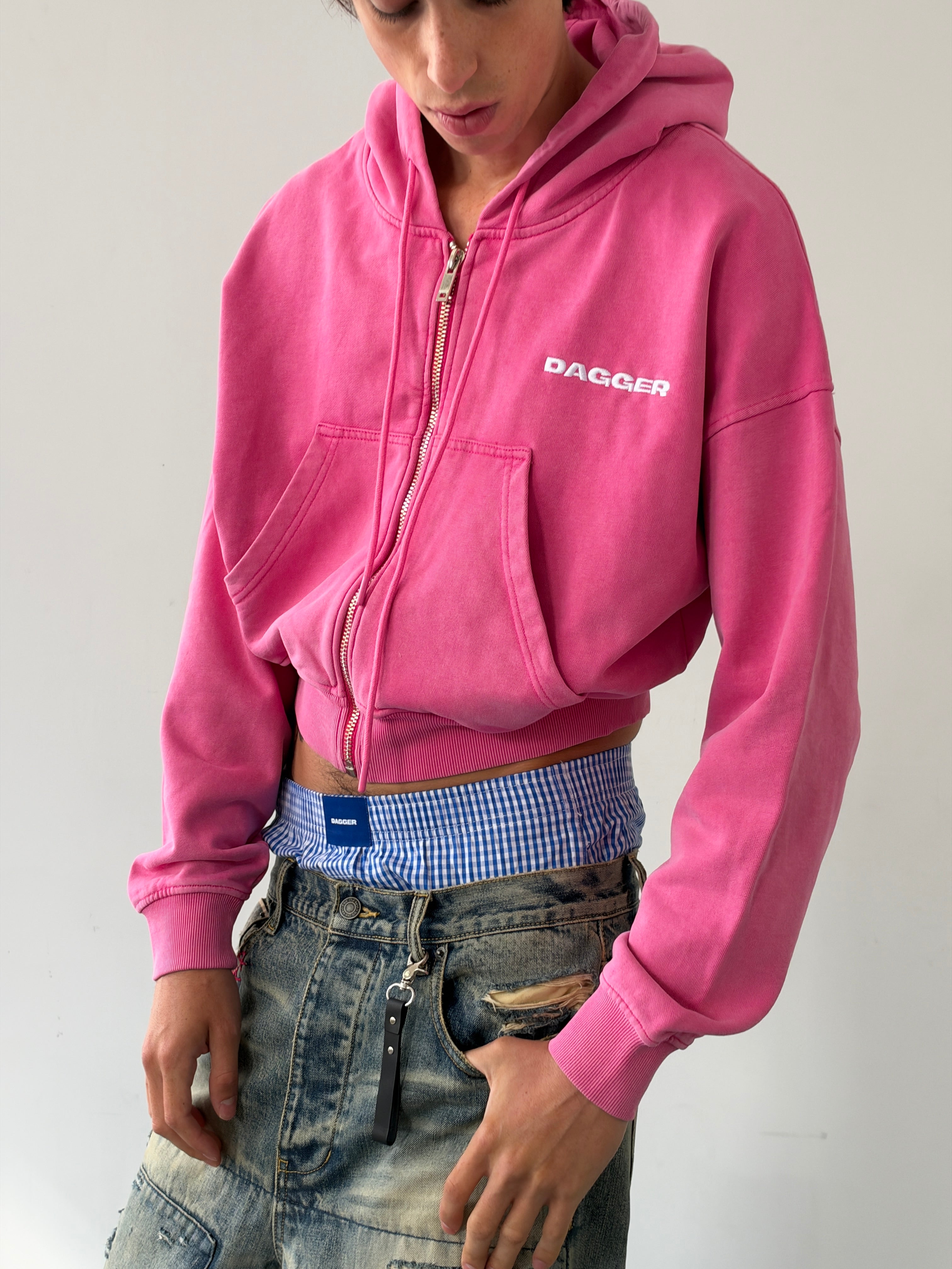 Pink Cropped Zip
